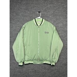 Adika Spoiled Girl Satin Bomber‎ Jacket Mint Green Varsity Y2K Womens